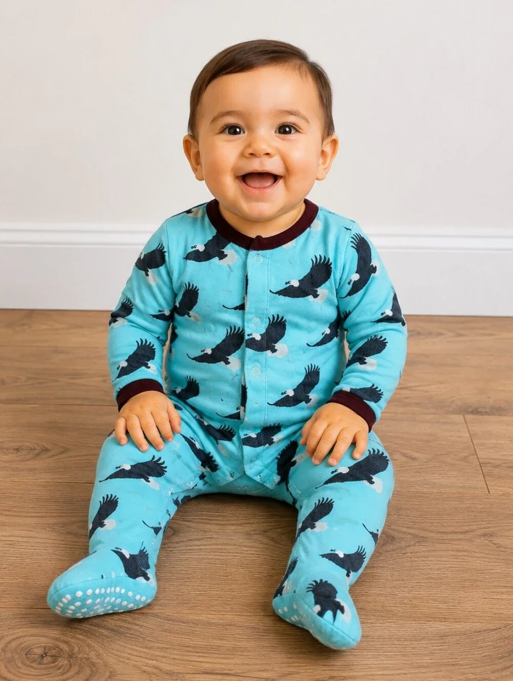 9-12 Eagle Print Bamboo Kickee Pants Pjs